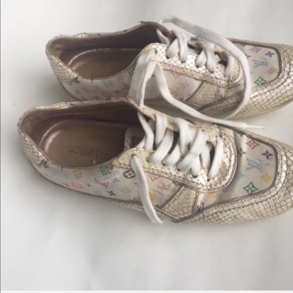 Louis Vuitton Logo Snakeskin Multicolor Sneakers 6.5 - Picture 3 of 8